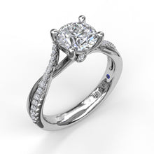 Load image into Gallery viewer, Fana 14K White Gold and Diamond Alternating Twist Band Engagement Ring
