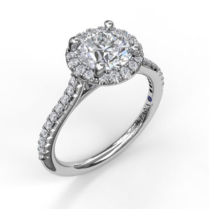 Fana 14K White Gold and Diamond Classic Round Halo Engagement Ring