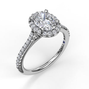 Fana 14K White Gold and Diamond Classic Oval Halo Engagement Ring