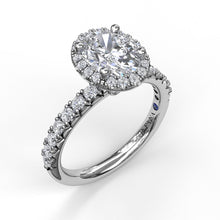 Load image into Gallery viewer, Fana 14K Whtie Gold and Diamond Oval Halo Engagement Ring
