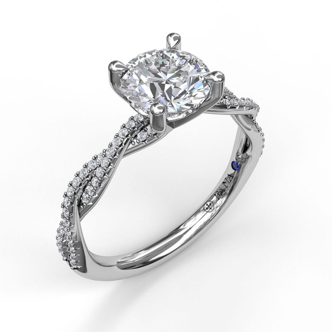 Fana 14K White Gold and Diamond Petite Twist Engagement Ring