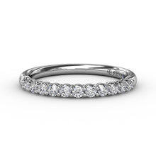 Load image into Gallery viewer, Fana 14K White Gold and Diamond Delicate Shared Prong Wedding Band
