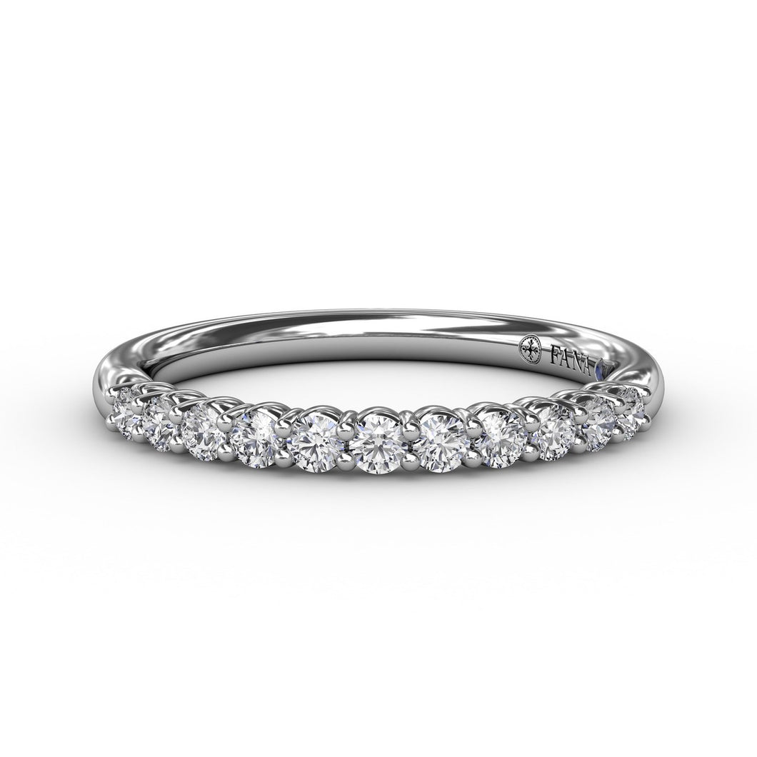Fana 14K White Gold and Diamond Delicate Shared Prong Wedding Band