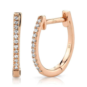 14K Rose Gold Diamond Huggie Earrings