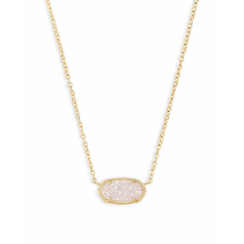 Kendra Scott Elisa Necklace in Gold Metal and Iridescent Drusy
