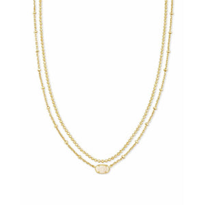 Kendra Scott Emilie Multi Strand Necklace in Gold Metal with Iridescent Drusy