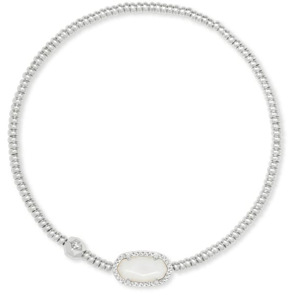 Kendra Scott Grayson Stretch Bracelet In Rhodium Metal with Ivory MOP