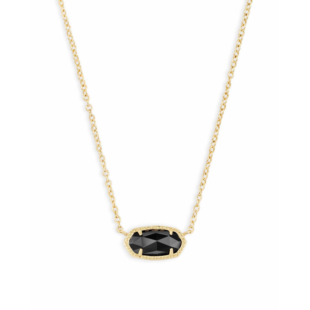 Kendra Scott Elisa Gold Pendant Necklace In Black Opaque Glass