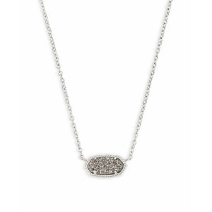 Kendra Scott Elisa Silver Pendant Necklace In Platinum Drusy