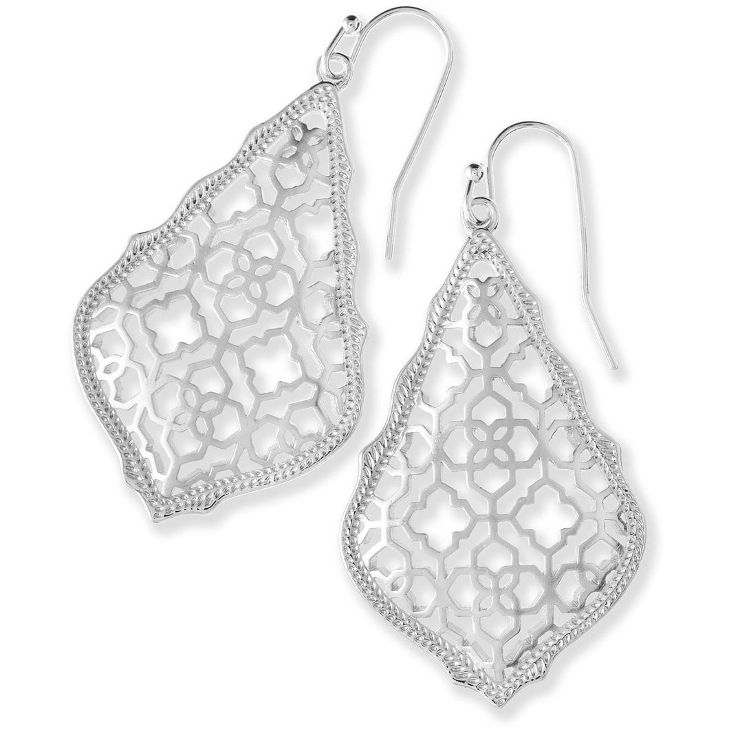 Kendra Scott Addie Silver Drop Earrings In Silver Filigree