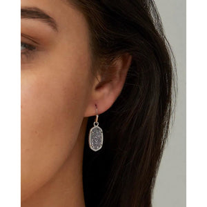 Kendra Scott Lee Rhodium Drop Earrings In Platinum Drusy