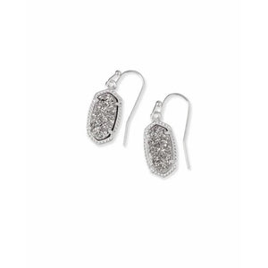 Kendra Scott Lee Rhodium Drop Earrings In Platinum Drusy