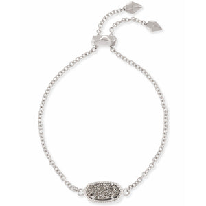 Kendra Scott Elaina Silver Adjustable Chain Bracelet In Platinum Drusy