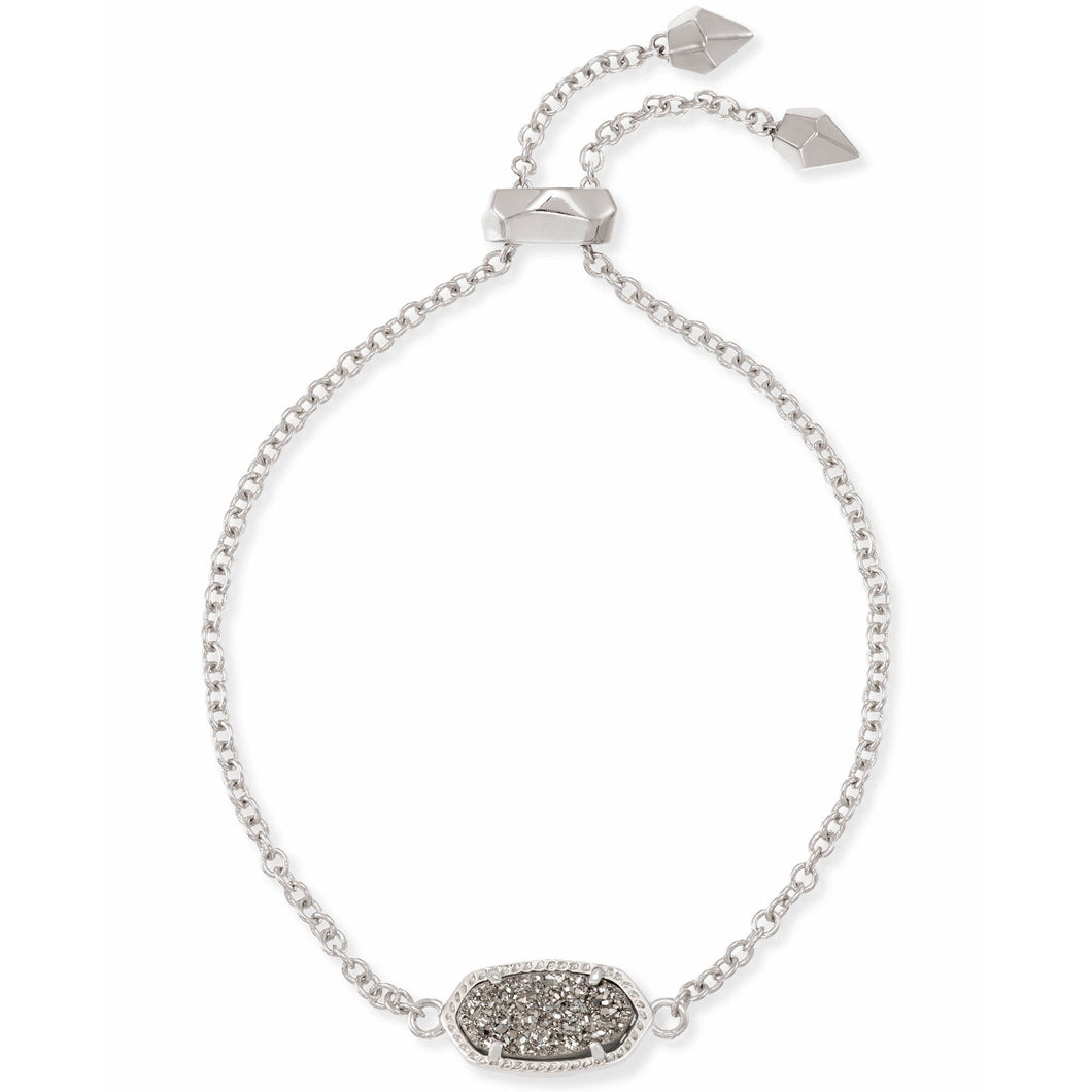 Kendra Scott Elaina Silver Adjustable Chain Bracelet In Platinum Drusy