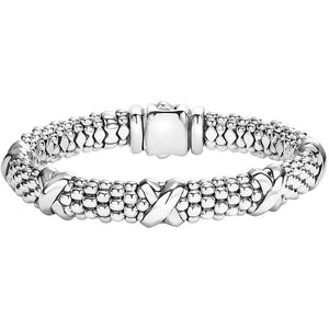 Lagos Sterling Silver Caviar Signature Five X 9mm Bracelet