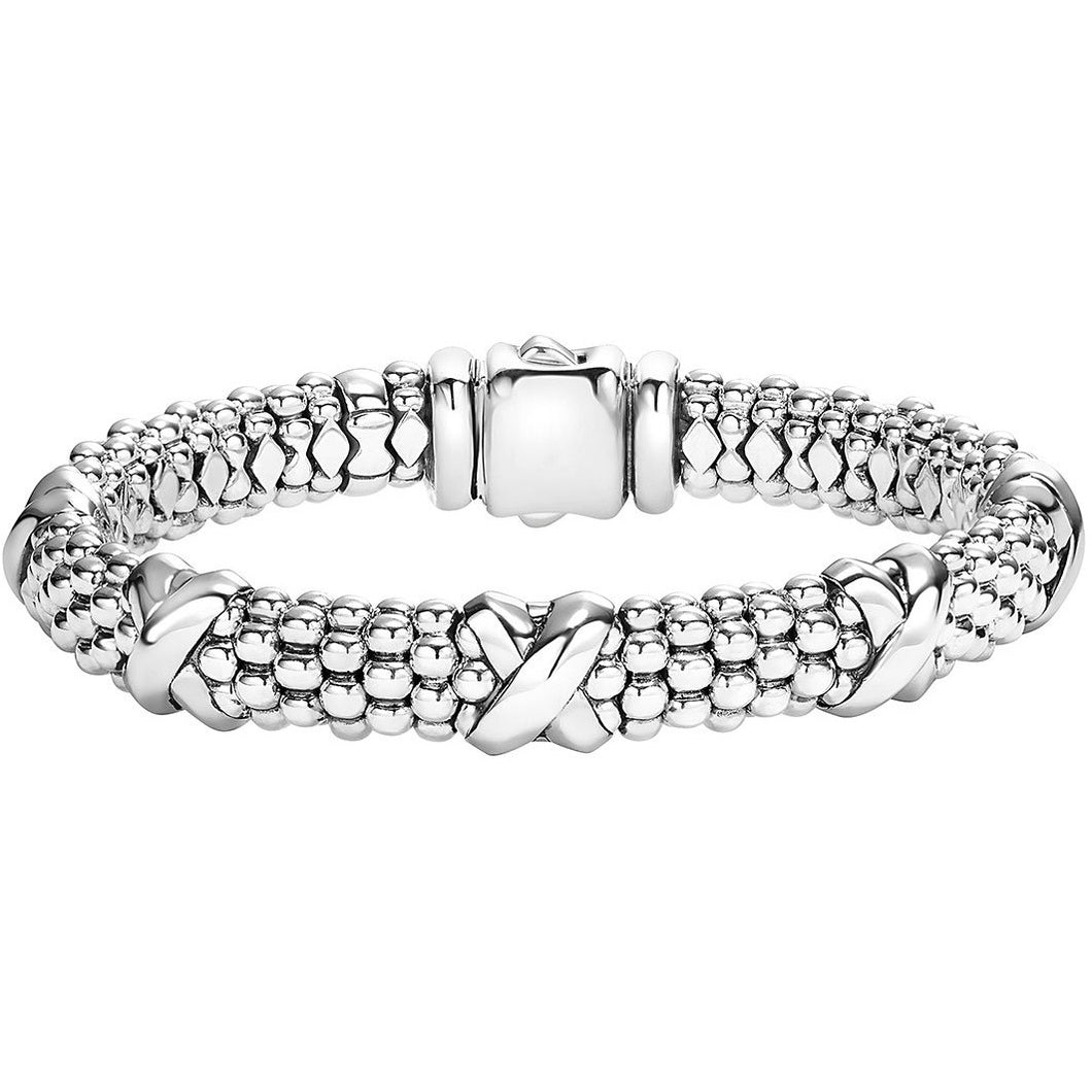 Lagos Sterling Silver Caviar Signature Five X 9mm Bracelet