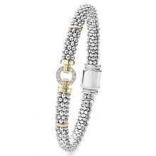 Load image into Gallery viewer, Lagos Sterling Silver and 18K Yellow Gold Caviar Diamond Enso Circle 6mm Bracelet
