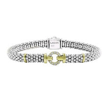 Load image into Gallery viewer, Lagos Sterling Silver and 18K Yellow Gold Caviar Diamond Enso Circle 6mm Bracelet
