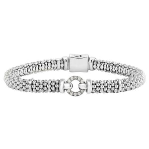 Lagos Sterling Silver Caviar Diamond Enso Circle 6mm Bracelet