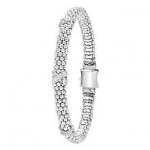 Load image into Gallery viewer, Lagos Sterling Silver Caviar Lux 3 Diamond X 6mm Bracelet
