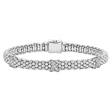 Load image into Gallery viewer, Lagos Sterling Silver Caviar Lux 3 Diamond X 6mm Bracelet
