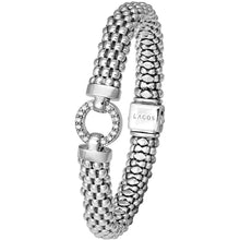Load image into Gallery viewer, Lagos Sterling Silver Caviar Diamond Enso Circle 9mm Bracelet
