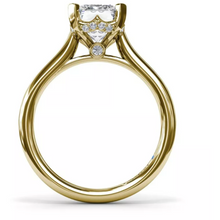 Load image into Gallery viewer, Fana 14K Yellow Gold Scalloped Hidden Halo Diamond Engagement Ring
