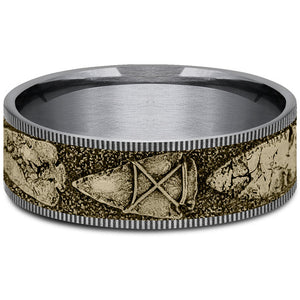 Brook & Branch "The Arrowhead" 14K Yellow Gold & Tantalum Wedding Band