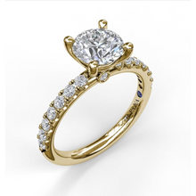 Load image into Gallery viewer, Fana 14K Yellow Gold Classic Pave Round Cut Engagement Ring
