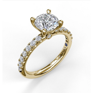 Fana 14K Yellow Gold Classic Pave Round Cut Engagement Ring