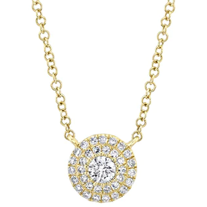 14K Yellow Gold Diamond Circle Pendant