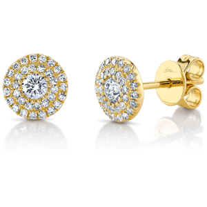 14K Yellow Gold Diamond Circle Studs