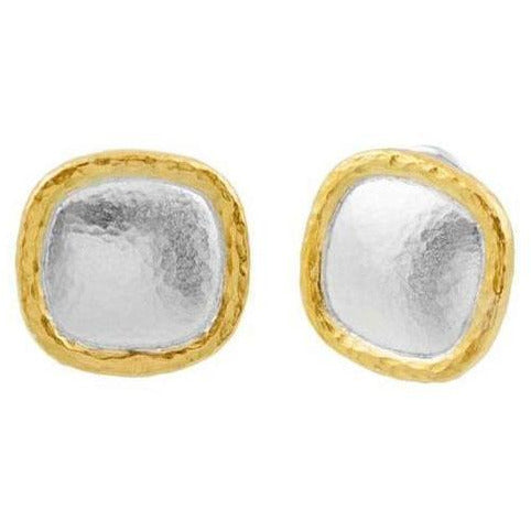 Gurhan Amulet Square Stud earrings in SS and kissed with 24k Gold