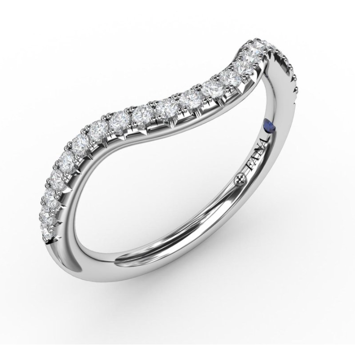 Fana 14K White Gold and Diamond Curved Wedding Band